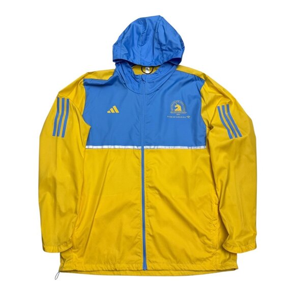 BOSTON MARATHON ADIDAS Lightweight Running Activewear Windbreaker Jacket Mens XL - Picture 1 of 5